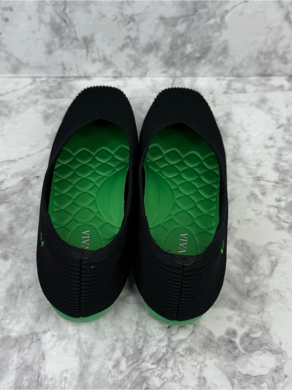 VIVAIA Margot Square-Toe Flat Women’s Sz 38 Black Green Knit Sustainable Comfort - Picture 8 of 13